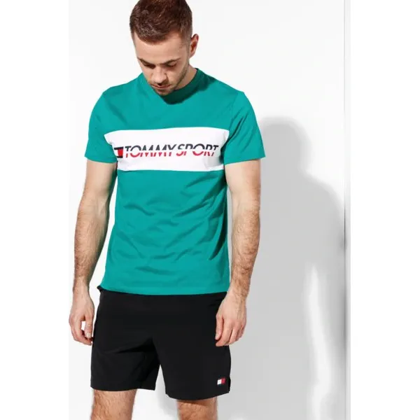 Tommy Sport Koszulka Logo Driver , zielony, rozmiar M. Zielone koszulki męskie TOMMY HILFIGER, m, bez wzorów, z bawełny, bez kołnierzyka, bez rękawów, na fitness i siłownię. W wyprzedaży za 159,99 zł.