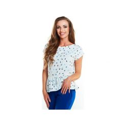 Bluzka z krótkim rękawem N012. Niebieskie bluzki damskie Awama, xl, bez wzorów, z poliesteru, bez kołnierzyka, z krótkim rękawem. Za 99,00 zł.