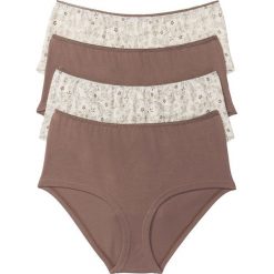 Figi: Figi „maxi panty” (4 pary) bonprix w kolorze szampana – jasnobrązowy