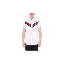 Koszule z krótkim rękawem Dsquared S71DM0053S41308. Białe koszule męskie Dsquared, s, bez wzorów, bez kołnierzyka, z krótkim rękawem. Za 724,75 zł.