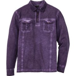 Shirt polo z długim rękawem, z efektem wytarcia bonprix ciemny lila. Fioletowe koszulki polo męskie bonprix, s, polo, z długim rękawem, długie. Za 44,99 zł.