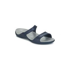 Sandały Crocs CLEO V. Niebieskie klapki damskie Crocs, bez wzorów, bez obcasa, bez zapięcia. Za 103,20 zł.