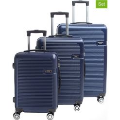 Walizki (3 szt.) w kolorze niebieskim. Niebieskie walizki Lys, bez wzorów, z materiału. W wyprzedaży za 429,95 zł.