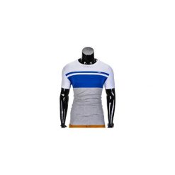 T-SHIRT MĘSKI BEZ NADRUKU S844 - NIEBIESKI/SZARY. Niebieskie t-shirty męskie z nadrukiem Ombre Clothing, m. Za 29,00 zł.