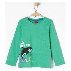 S.Oliver T-Shirt Chłopięcy 92 - 98 Zielony. Zielone t-shirty chłopięce z długim rękawem marki S.Oliver, z nadrukiem. Za 39,00 zł.