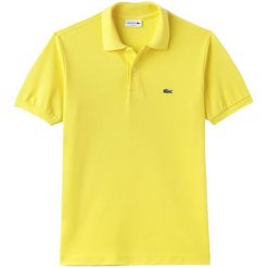 Koszulka polo w kolorze żółtym. Żółte koszulki męskie Lacoste, s, z haftami, polo, bez rękawów. W wyprzedaży za 249,95 zł.