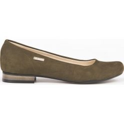 Klasyczne baleriny na obcasie - skóra naturalna - model 008 - kolor oliwka. Szare baleriny damskie Zapato, bez wzorów, ze skóry, eleganckie, na niskim obcasie, na obcasie. Za 299,00 zł.
