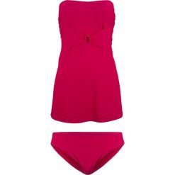 Tankini z dłuższym topem (2 części) bonprix ciemnoczerwony. Czerwone stroje kąpielowe damskie bonprix, bez wzorów. Za 119,99 zł.