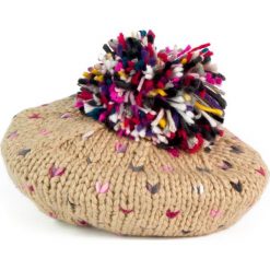 Czapka-beret damska i kolorowy pompon brązowa (cz2703). Pomarańczowe czapki damskie marki Art of Polo, w kolorowe wzory. Za 47,34 zł.