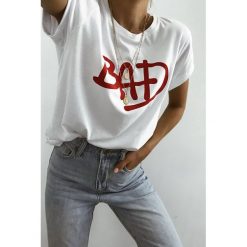 Damski t-shirt KADI. Białe bluzki damskie Damski t-shirt KADI, s, bez wzorów, bez kołnierzyka. W wyprzedaży za 39,00 zł.