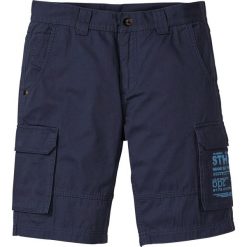 Bermudy bojówki z nadrukiem bonprix ciemnoniebieski. Niebieskie spodenki i szorty męskie bonprix, m, z nadrukiem, z bawełny. Za 99,99 zł.