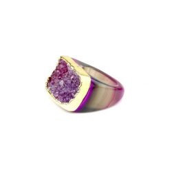 InspiRING 1/4 Gold Fuksja rozmiar 20. Różowe pierścionki damskie marki Brazi druse jewelry, z agatem, złote. Za 320,00 zł.