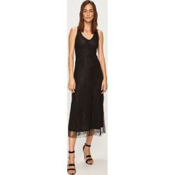 Desigual - Sukienka. Czarne sukienki damskie Desigual, na co dzień, s, w koronkowe wzory, z elastanu, bez kołnierzyka, bez rękawów, maxi, proste. W wyprzedaży za 269,90 zł.