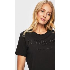 Iceberg - Top. Czarne bluzki damskie Iceberg, z aplikacjami, z bawełny, z okrągłym kołnierzem. Za 549,90 zł.