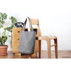 Shopper XL torba szara na zamek. Szare shopper bag damskie Pakamera, na ramię. Za 155,00 zł.
