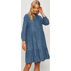 Only - Sukienka jeansowa. Niebieskie sukienki damskie ONLY, na co dzień, bez wzorów, z bawełny, casualowe, bez kołnierzyka, z długim rękawem, długie, mini, rozkloszowane. Za 169,90 zł.