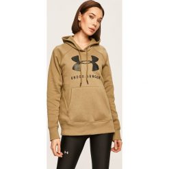Under Armour - Bluza. Czarne bluzy damskie Under Armour, s, z nadrukiem, z bawełny, bez rękawów, z kapturem. W wyprzedaży za 159,90 zł.
