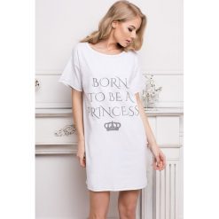 Koszula nocna Princess biała. Białe koszule nocne damskie Astratex, z nadrukiem, z bawełny. Za 103,99 zł.