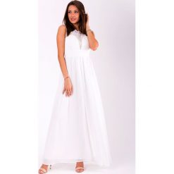 EVA&LOLA SUKIENKA BIAŁY 51004-3. Białe sukienki damskie EVA&LOLA, s, bez wzorów, bez kołnierzyka, bez rękawów. Za 206,03 zł.