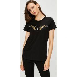 Silvian Heach - Top. Czarne topy damskie marki Silvian Heach, s, z bawełny, z okrągłym kołnierzem. W wyprzedaży za 129,90 zł.