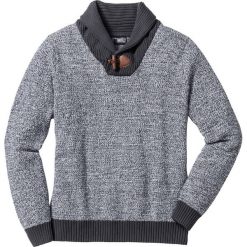 Sweter z szalowym kołnierzem Regular Fit bonprix szary. Szare swetry klasyczne męskie bonprix, m, z dzianiny. Za 79,99 zł.