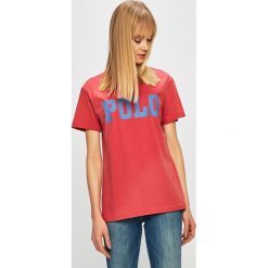 Polo Ralph Lauren - Top. Czerwone bluzki damskie Polo Ralph Lauren, s, z nadrukiem, z bawełny, z okrągłym kołnierzem, z krótkim rękawem. W wyprzedaży za 199,90 zł.