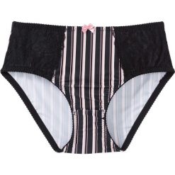 Figi maxi bonprix ecru z nadrukiem. Białe majtki damskie marki bonprix, w paski, z materiału. Za 27,99 zł.