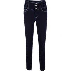 Dżinsy "Shaping-stretch" z wysoką talią, krótsze nogawki bonprix ciemnoniebieski. Niebieskie jeansy damskie bonprix, bez wzorów, z jeansu. Za 149,99 zł.