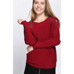 Bordowy Sweter Sunday Moon. Czerwone swetry klasyczne damskie Born2be, l, z dekoltem w łódkę. Za 79,99 zł.