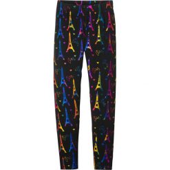 Legginsy dziewczęce bonprix czarno-kolorowy. Czarne spodnie dziewczęce bonprix, z nadrukiem, z elastanu. Za 37,99 zł.