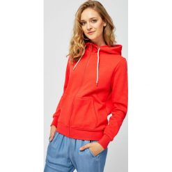 Sportowa bluza z kapturem. Czerwone bluzy sportowe damskie Moodo, m, bez wzorów, z bawełny, z długim rękawem, długie, z kapturem. Za 49,99 zł.