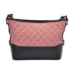 Torebki klasyczne damskie: Skórzana torebka w kolorze różowo-antracytowym – (S)22,5 x (W)34 x (G)8,5 cm