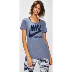 Nike Sportswear - Top. Szare topy sportowe damskie Nike Sportswear, m, z nadrukiem, z bawełny, z krótkim rękawem. Za 79,90 zł.