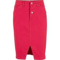 Spódnica dżinsowa ze stretchem bonprix czerwony twill. Czerwone spódniczki damskie bonprix, bez wzorów. Za 79,99 zł.