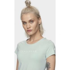T-shirt damski TSD210 - mięta. Szare t-shirty damskie 4f, bez wzorów, bez kołnierzyka. Za 49,99 zł.