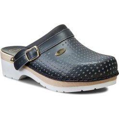 Klapki SCHOLL - Clog S/Comf.B/S Ce F20078 1040 400 Navy Blue. Niebieskie klapki męskie marki Scholl, ze skóry. W wyprzedaży za 249,00 zł.