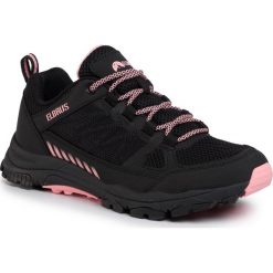 Trekkingi ELBRUS - Rivani Wo's Black/Sun Kissed Coral. Czarne półbuty damskie ELBRUS, ze skóry ekologicznej, bez obcasa, bez zapięcia. Za 329,00 zł.