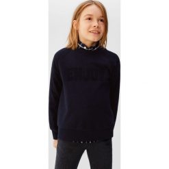 Mango Kids - Bluza dziecięca 110-164 cm. Niebieskie bluzy chłopięce Mango Kids, z aplikacjami, z bawełny, bez rękawów, bez kaptura. Za 89,90 zł.