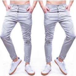 Spodnie męskie casual szare Recea. Szare spodnie męskie Recea, na co dzień, m, bez wzorów, z bawełny, eleganckie. Za 89,99 zł.