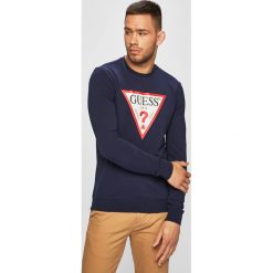 Guess Jeans - Bluza. Czarne bluzy męskie Guess Jeans, s, z nadrukiem, z bawełny, z okrągłym kołnierzem, bez rękawów, bez kaptura. W wyprzedaży za 229,90 zł.