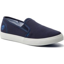 Tenisówki TIMBERLAND - Newport Bay Slip-On TB0A1YSV0191 Navy Canvas. Niebieskie półbuty damskie Timberland, na co dzień, bez wzorów, z gumy, bez obcasa, na płaskiej podeszwie, bez zapięcia. W wyprzedaży za 169,00 zł.