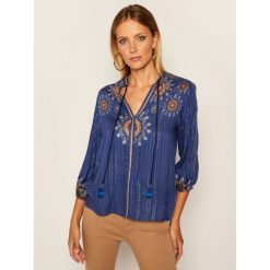 Bluzka Desigual Salina 20WWBW41. Niebieskie bluzki damskie Desigual, s, bez wzorów, bez kołnierzyka, bez rękawów. Za 349,00 zł.