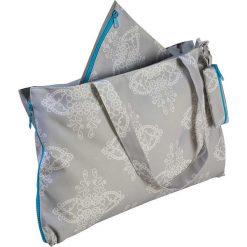 Shopper bag damskie: Torba wielofunkcyjna w kolorze szaro-białym – 50 x 30 cm