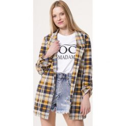 Żółta Marynarka Mightly. Żółte marynarki damskie Born2be, m, w kratkę, z tkaniny. Za 64,99 zł.