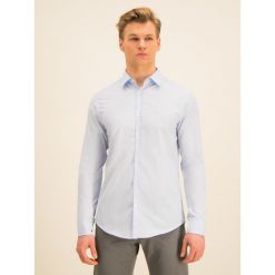 Koszula Emporio Armani 8N1C75 1V04Z 0785. Niebieskie koszule męskie Emporio Armani, xxl, bez wzorów, z bawełny, casualowe, bez kołnierzyka, bez rękawów. W wyprzedaży za 399,00 zł.