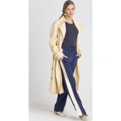 PŁASZCZ SLAM Sportmax VIRGIN WOOL DOUBLE. Żółte kurtki damskie Sportmax Code, w paski, z wełny, bez kaptura. Za 1600,00 zł.
