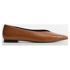 Mango - Baleriny Connan. Baleriny damskie Mango, bez wzorów, ze skóry ekologicznej, bez obcasa, na obcasie. Za 89,90 zł.