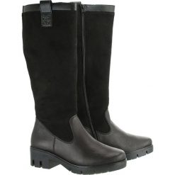 RIEKER X2051-00 black, kozaki damskie. Czarne kozaki damskie Rieker, z wełny, bez obcasa, na obcasie, na zamek. Za 359,90 zł.