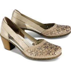 RIEKER 40986-64 beige, czółenka damskie. Brązowe czółenka damskie Rieker, bez wzorów, bez obcasa, na obcasie. Za 249,90 zł.