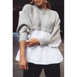 Bluzka damska TATLY GREY. Szare bluzki damskie Bluzka damska TATLY GREY, uniwersalny, bez wzorów, bez kołnierzyka, bez rękawów. W wyprzedaży za 89,00 zł.